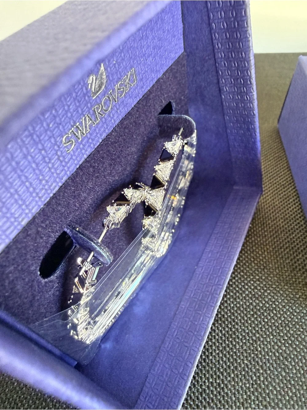 Swarovski Millenia Silver Hoop Earrings with Clear Crystal Accents